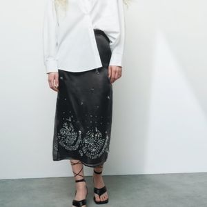 Zara Jewel Trim Satin Effect Skirt